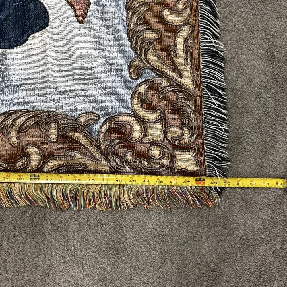 Vintage American Weavers Guardian Angel Throw Tapestry Wall Hanging 48 X 57